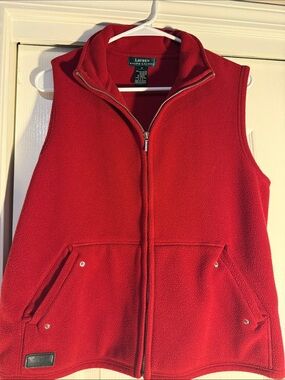Lauren Ralph Lauren Red Fleece Zip Front Vest